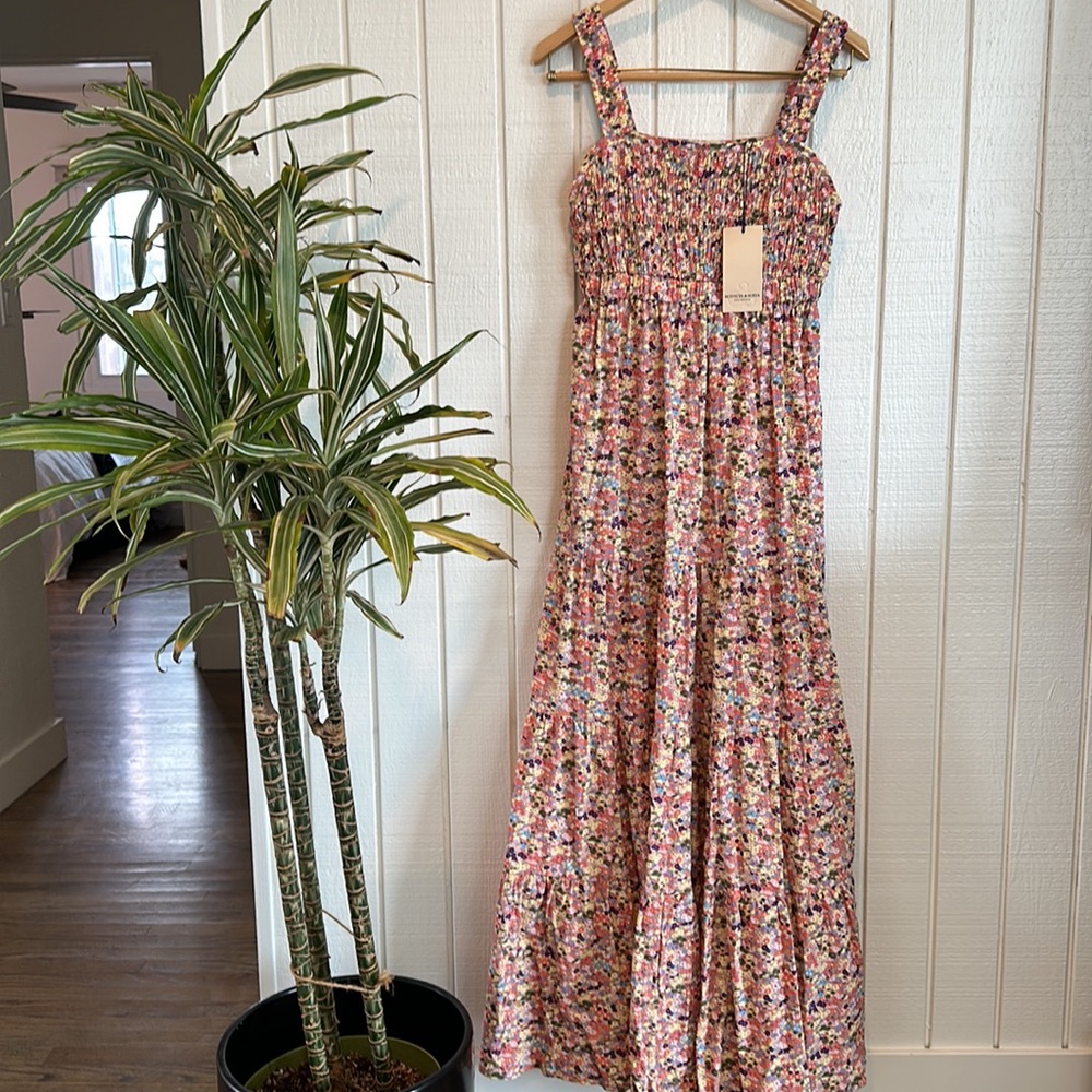 NWT Scotch & Soda Smocked Floral Maxi Dress
